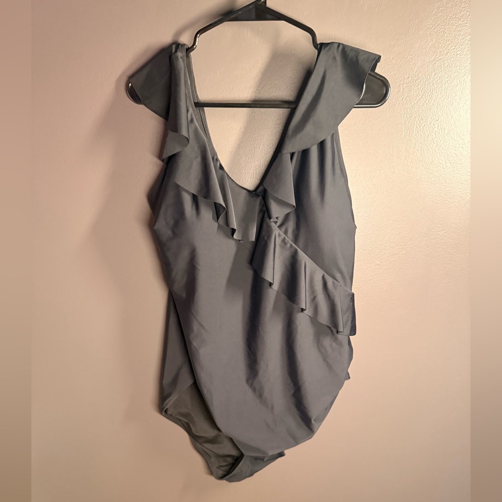 Black Ruffled One-Piece Swimsuit